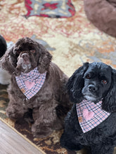 Load image into Gallery viewer, charmed blush with pink sherpa heart dog bandana
