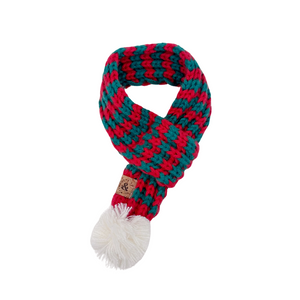green and red knitted dog scarf
