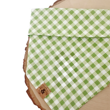 Load image into Gallery viewer, LAST CHANCE: green apple gingham dog bandana (S/M)
