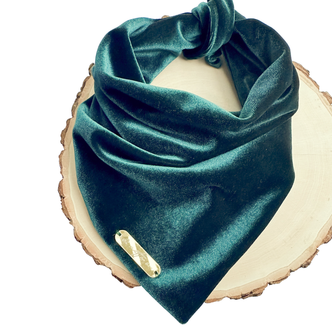 emerald green velvet dog bandana