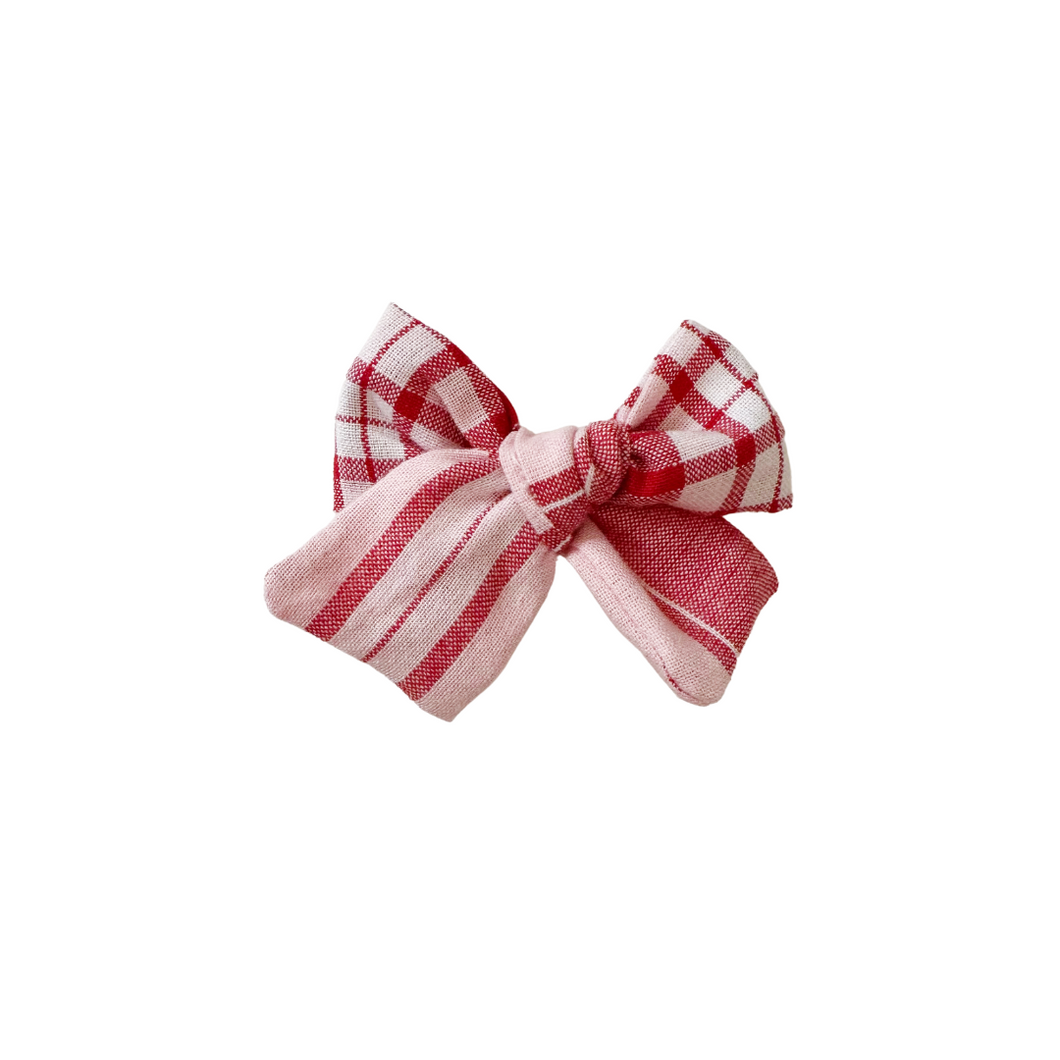 valentine plaid hair bow