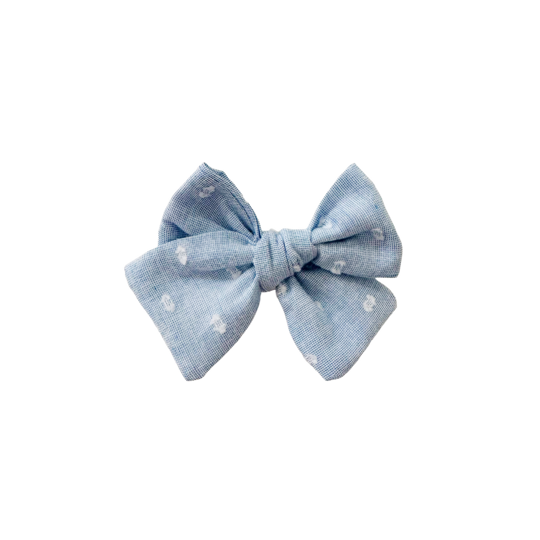 light blue dots hair bow