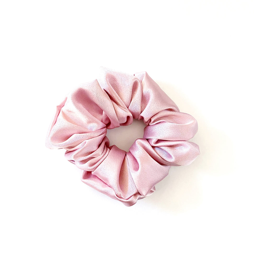dusty pink satin scrunchie