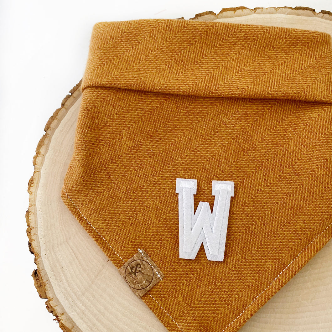 ginger herringbone letterman dog bandana