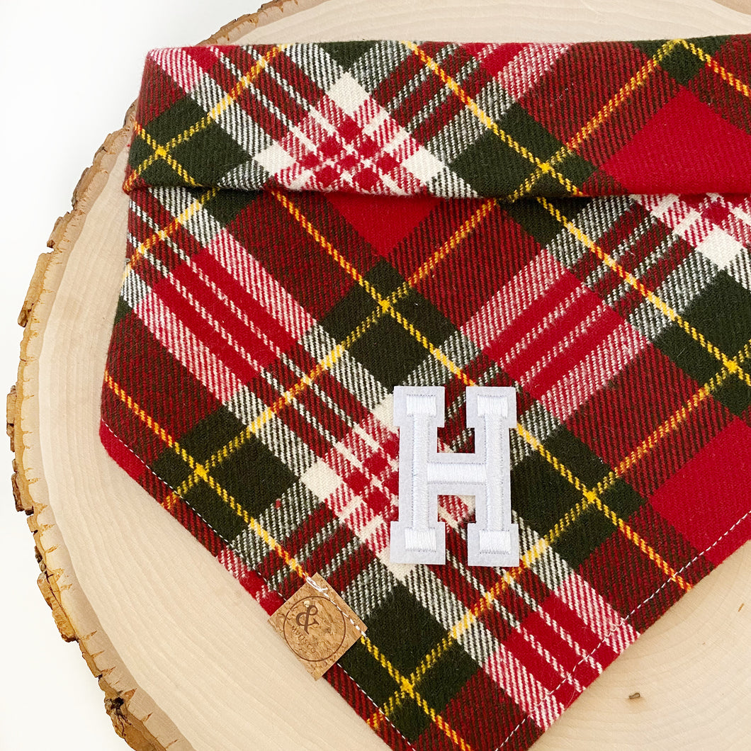 holiday plaid letterman dog bandana