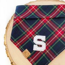 Load image into Gallery viewer, blitzen&#39;s plaid letterman dog bandana
