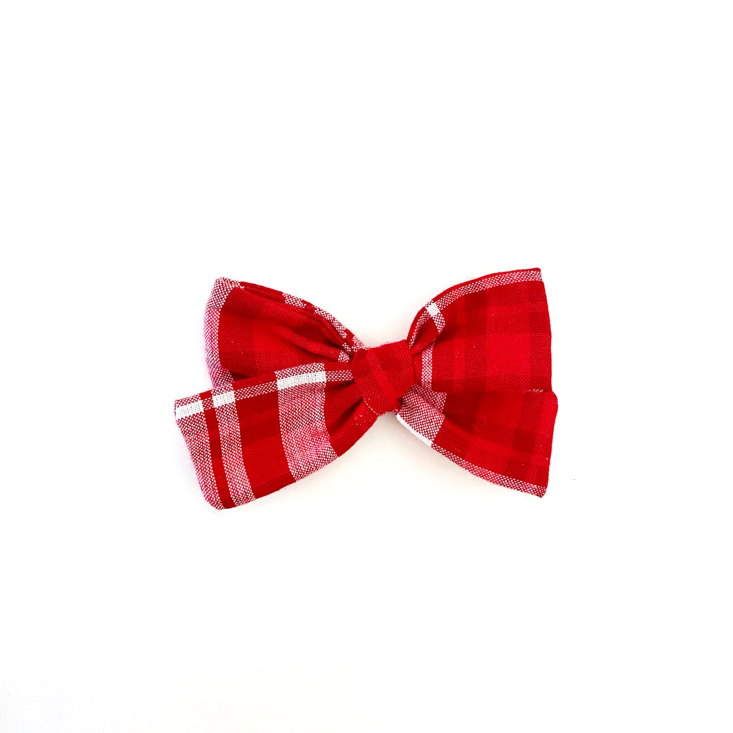 red plaid hair bow