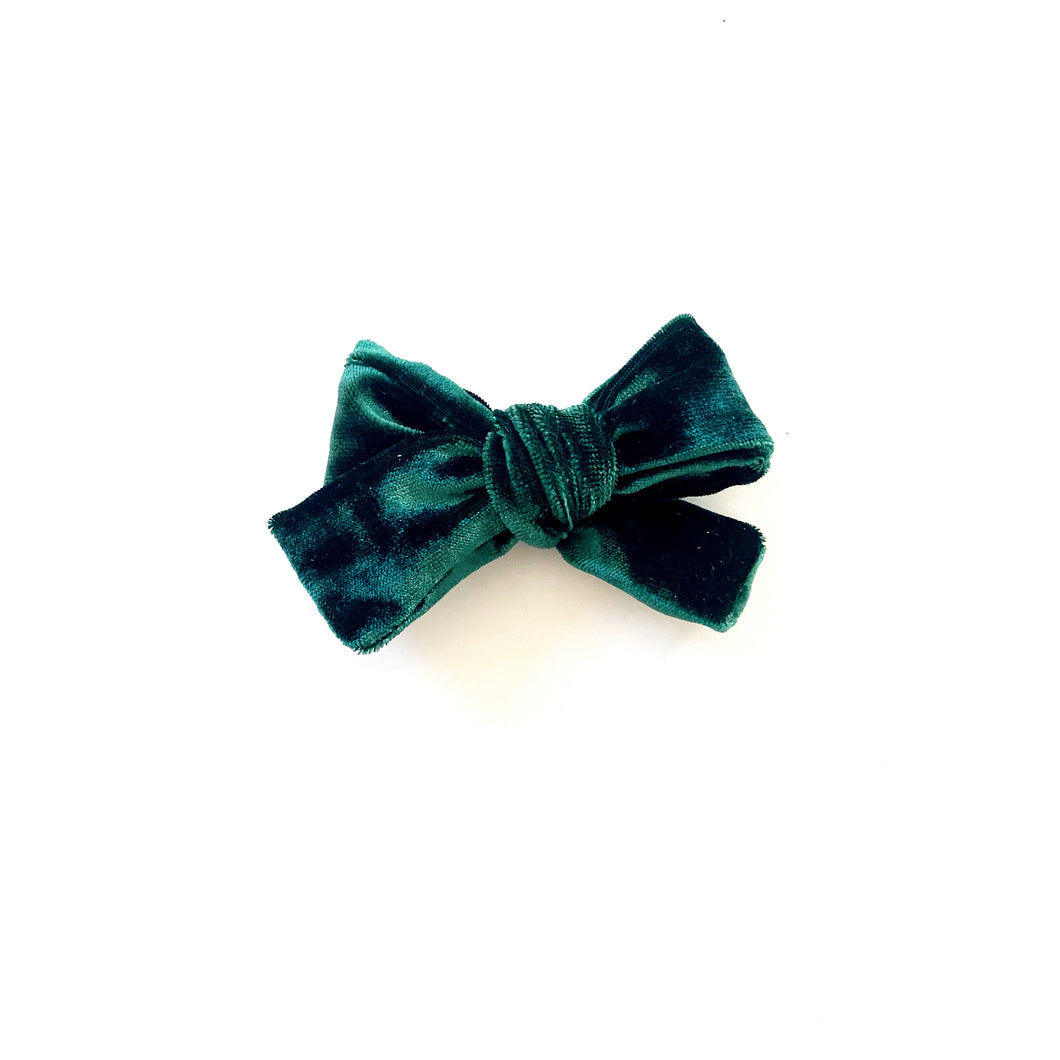 emerald green velvet hair bow