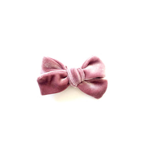 blush pink velvet hair bow