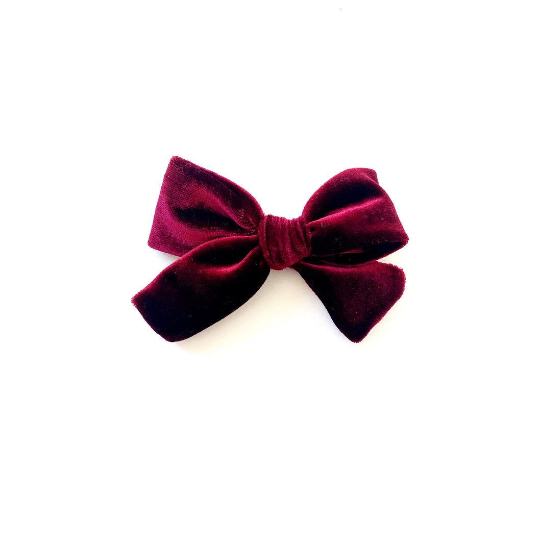 ruby red velvet hair bow