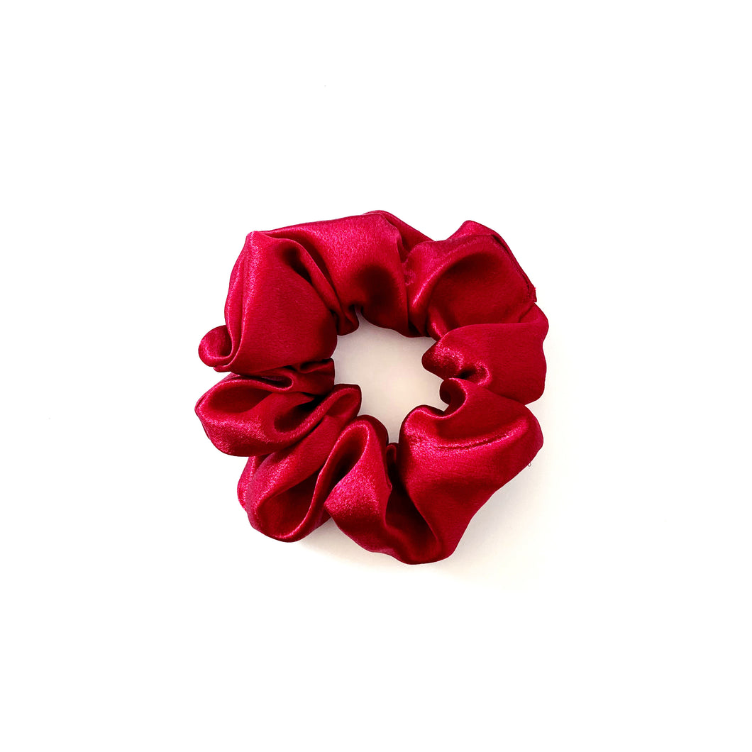 pomegranate red satin scrunchie