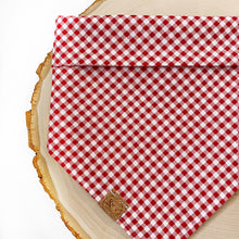 Load image into Gallery viewer, red gingham dog bandana
