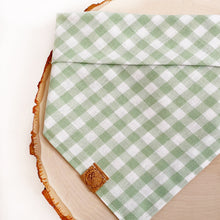Load image into Gallery viewer, green apple gingham dog bandana
