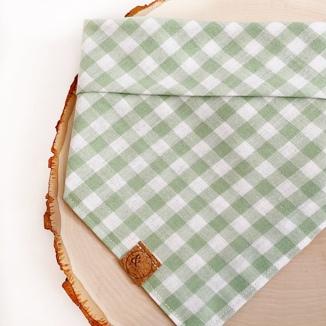 green apple gingham dog bandana