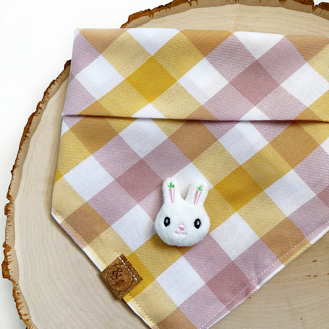 strawberry banana with bunny plaid dog bandana