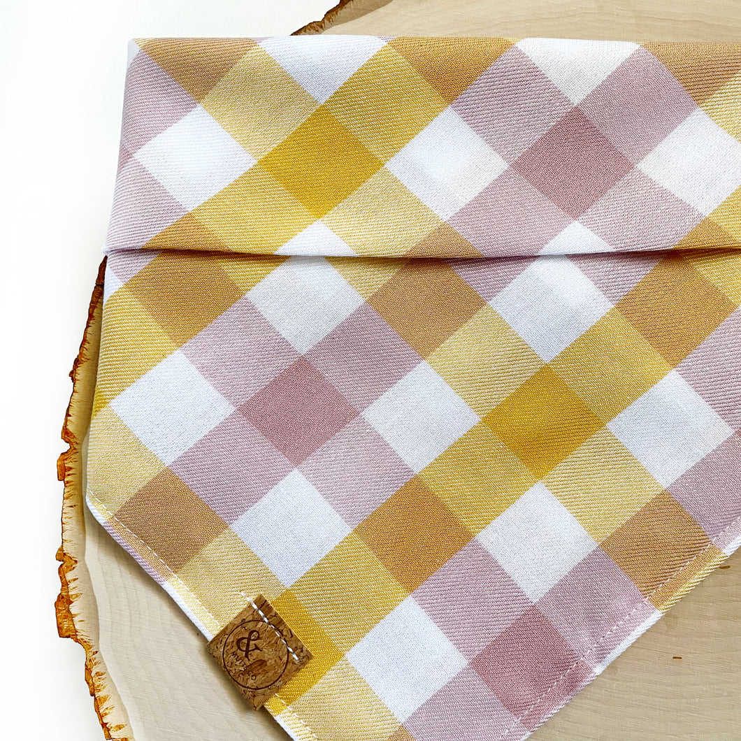 strawberry banana plaid dog bandana