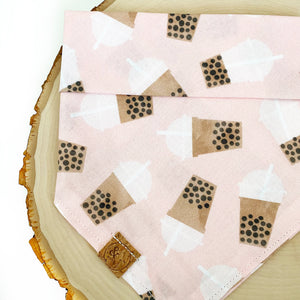 pink boba milk tea dog bandana