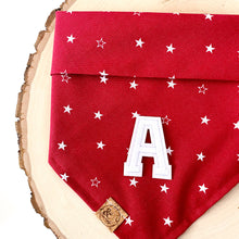 Load image into Gallery viewer, red stars letterman dog bandana
