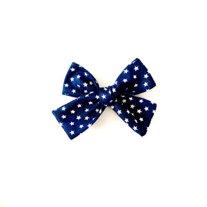 patriotic blue stars hair bow