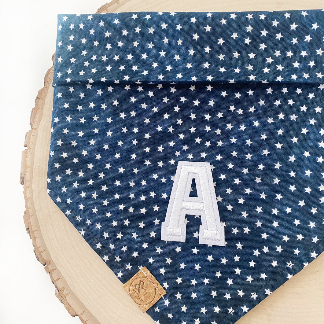 patriotic blue stars letterman dog bandana