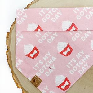 pink gotcha day cupcake dog bandana