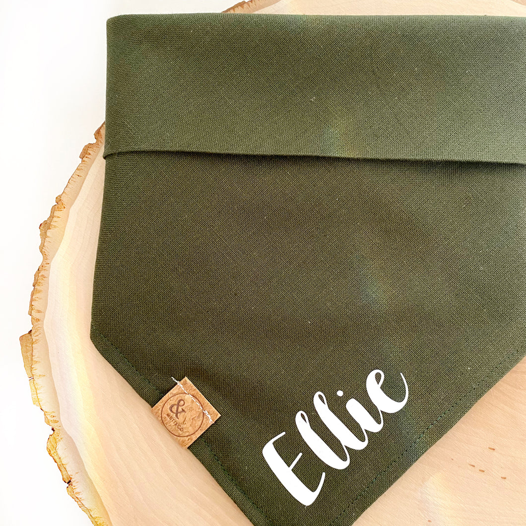 olive green personalized dog bandana