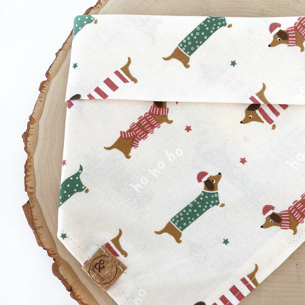 dachshund thru the snow dog bandana