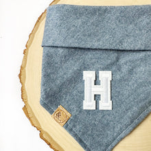 Load image into Gallery viewer, cozy linen letterman dog bandana
