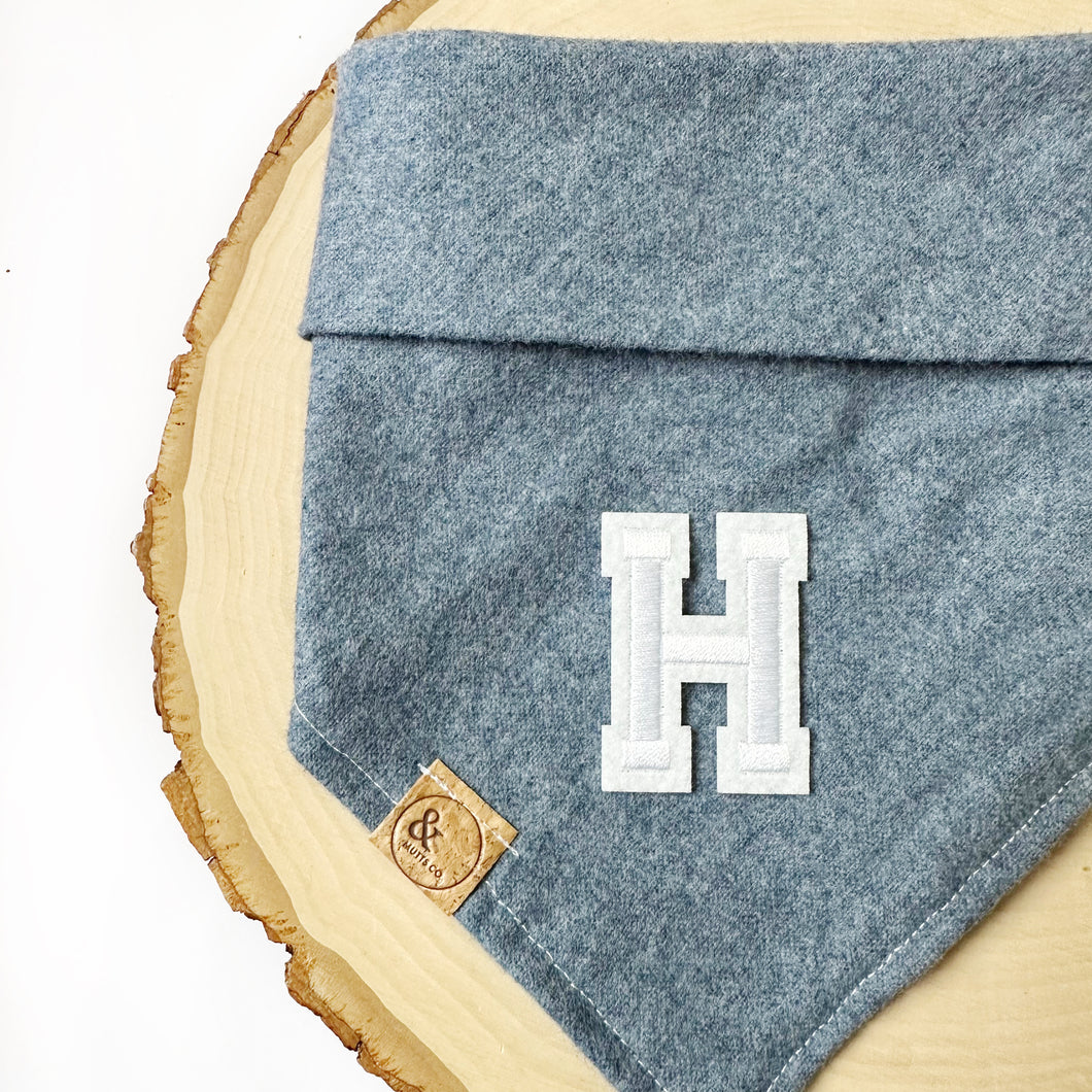 cozy linen letterman dog bandana