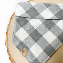 Load image into Gallery viewer, grey buffalo flannel dog bandana
