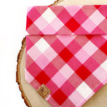 Load image into Gallery viewer, cupid&#39;s plaid dog bandana
