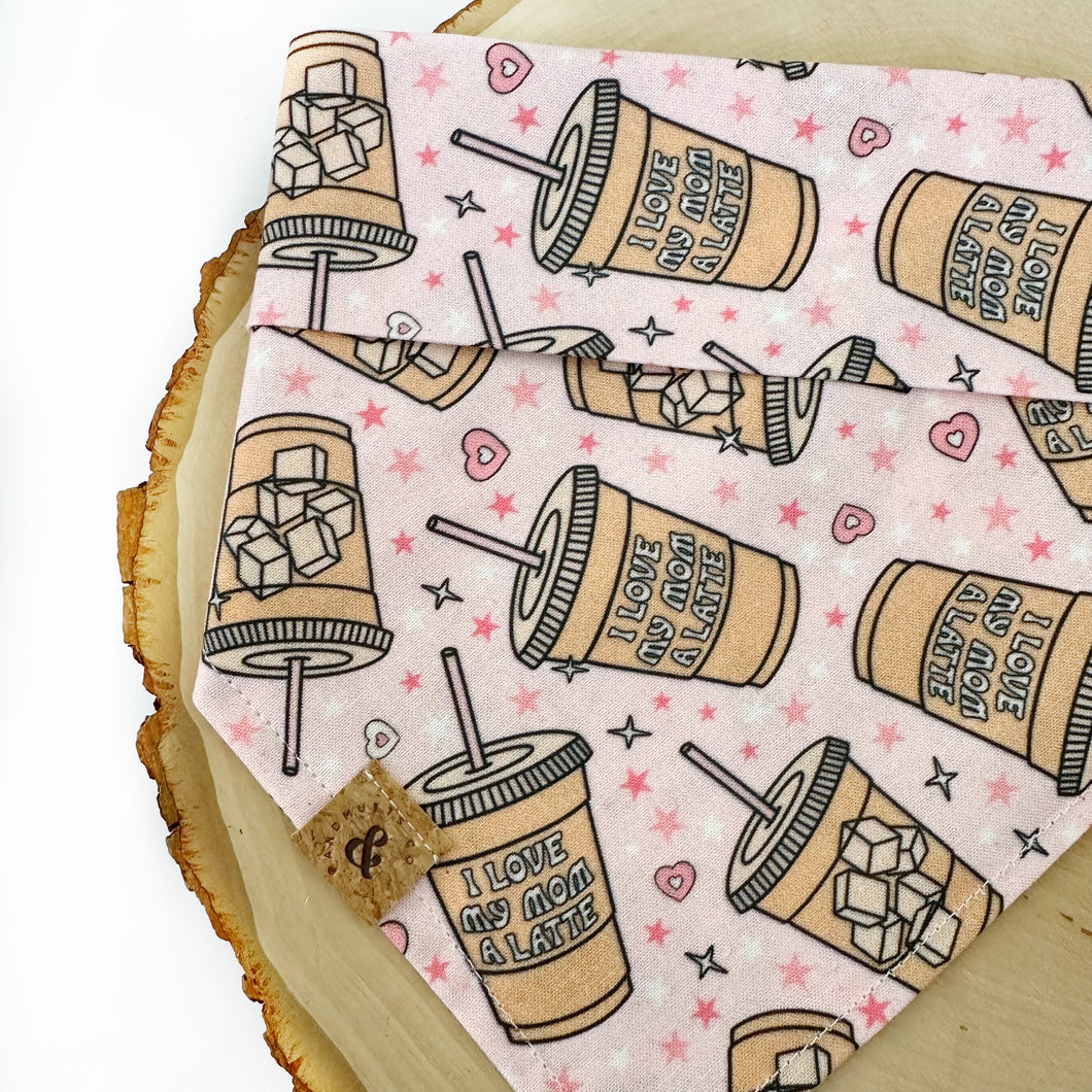 i love my mom a latte (pink) dog bandana