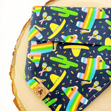 Load image into Gallery viewer, let&#39;s fiesta (dark blue) dog bandana
