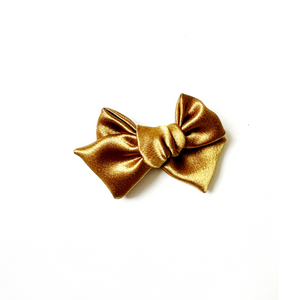 gold satin hair bow