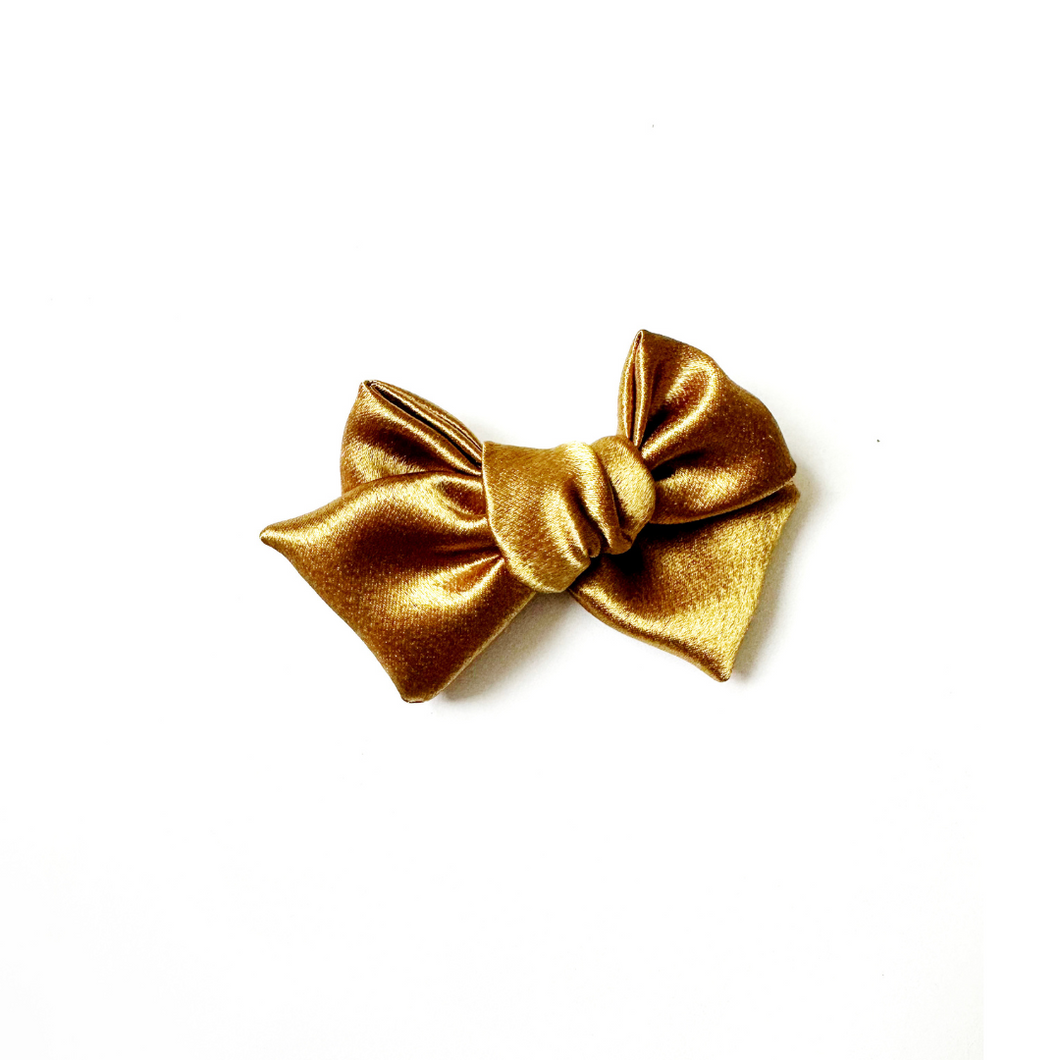 gold satin hair bow
