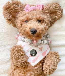 LAST CHANCE! pink christmas dog bandana (XS, S/M)