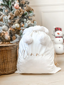 luxury white and gold velvet santa sack