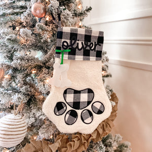 checkered buffalo plaid paw stocking