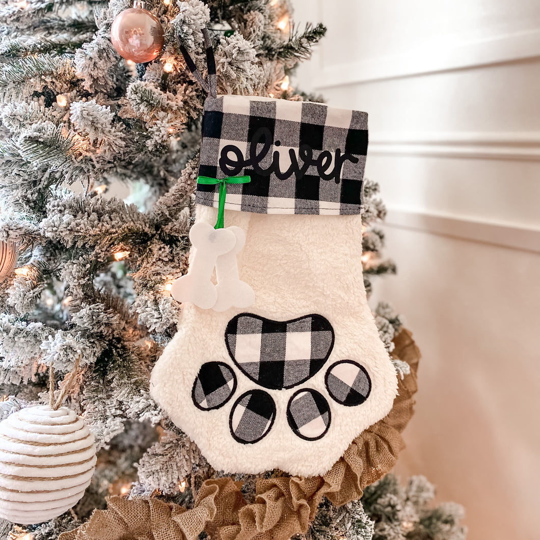 checkered buffalo plaid paw stocking