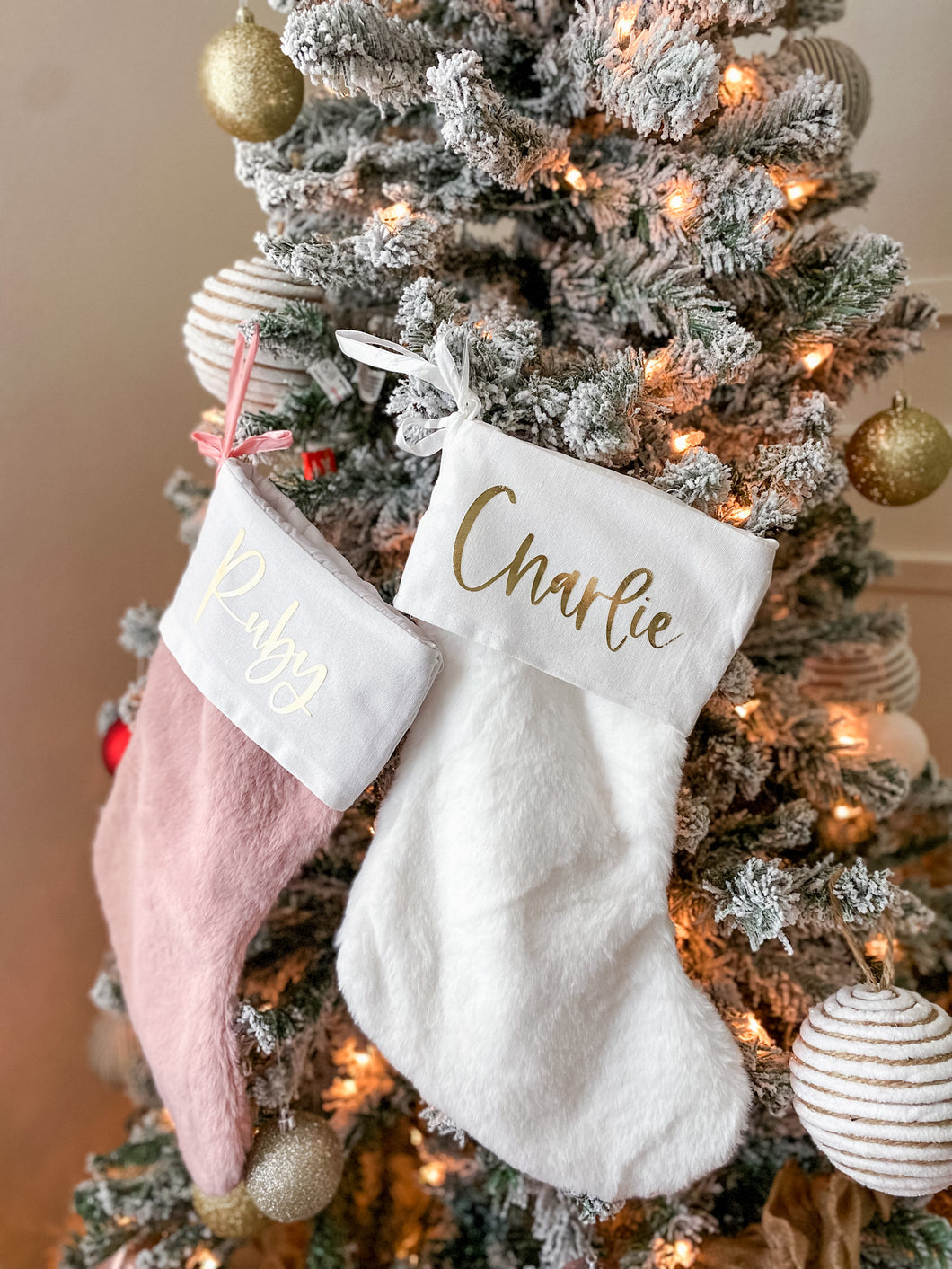 personalized faux fur stocking