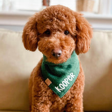 Load image into Gallery viewer, pine green flannel dog bandana
