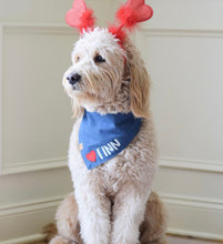 Load image into Gallery viewer, denim hearts personalized dog bandana
