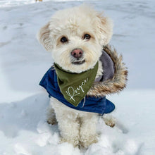 Load image into Gallery viewer, olive green personalized dog bandana
