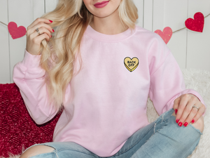 candy heart crewneck in light pink
