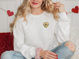 candy heart crewneck in white